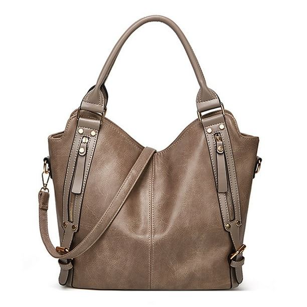 Fashion Women Handbag Leather Zipper Shoulder Bag Messenger Large Tote Satchel Handbag,Black 